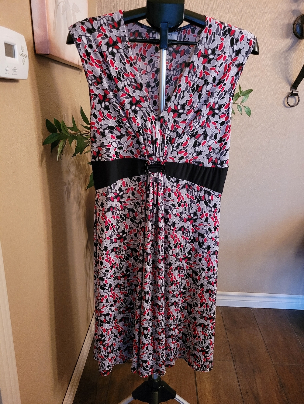 Zacks Sleeveless  V-Neck Dress with Black Waistband